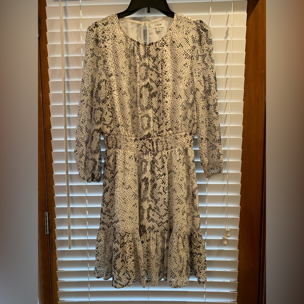 J CREW Factory Women's Multicolor Snake print smocked-waist dress Small